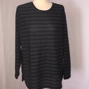 Blast long sleeve Top Blouse Sparkle Navy Gold Striped New with tag